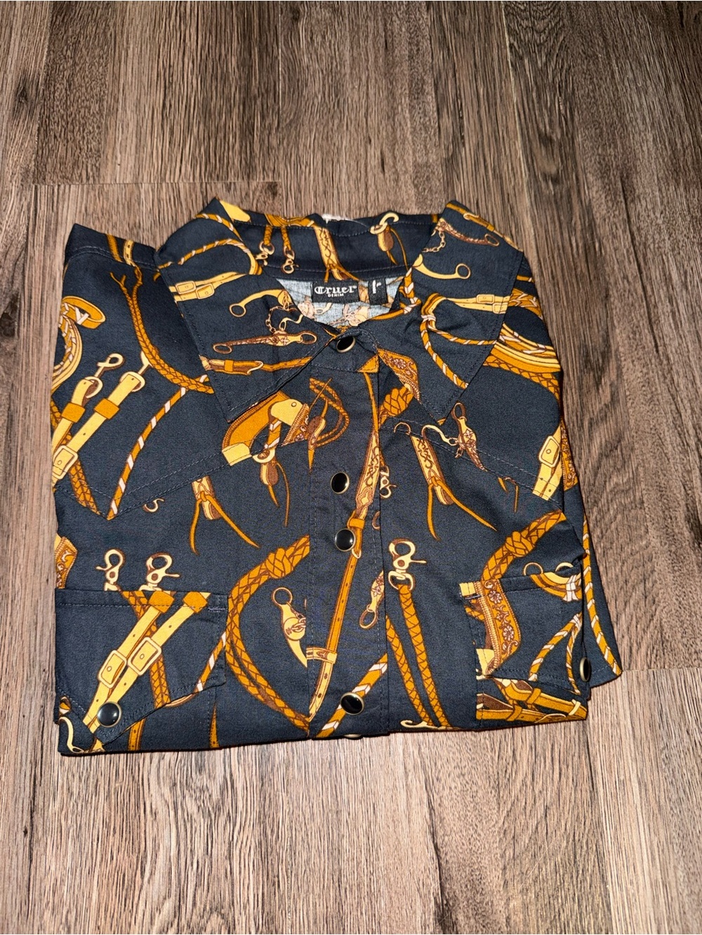 Cruel Black & Gold Print Button-Down Shirt